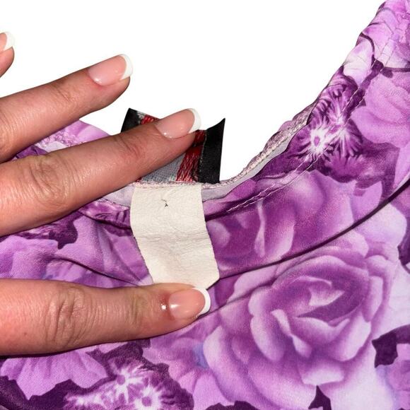 Y2K Purple Floral Midi Skirt Women’s 32 Stretch Comfort Cottage Prairie Whimsy - Picture 5 of 8